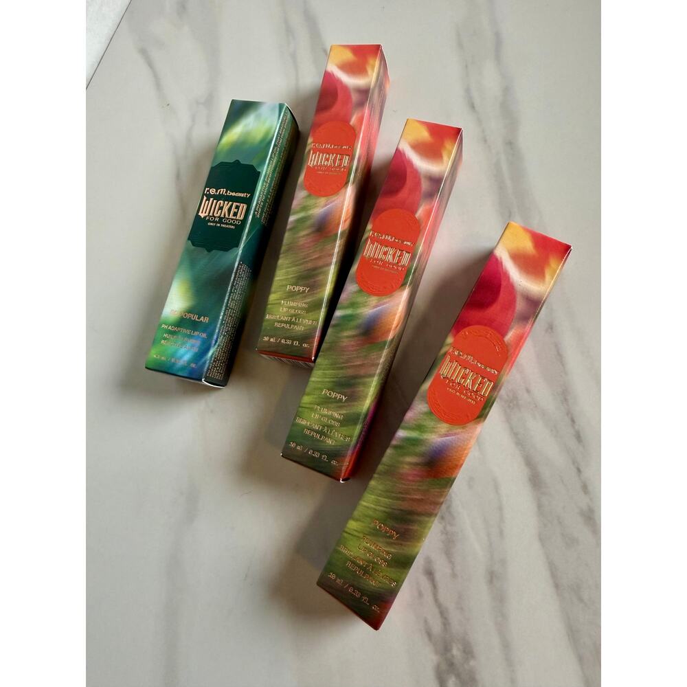 New 4 REM r.e.m Beauty Wicked Lip Gloss & So Popular Ph adaptive Lip Oil Lot